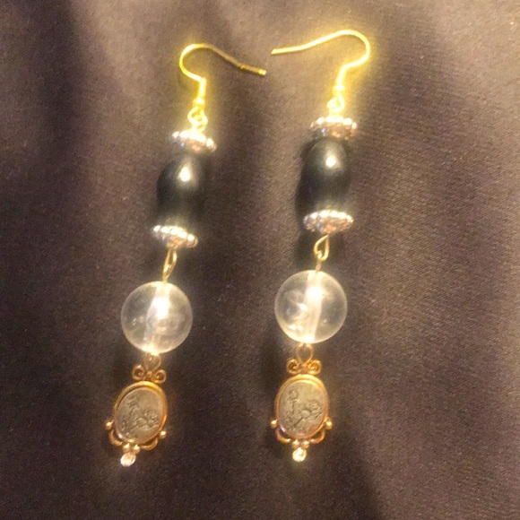 love, Savvy Handcrafted Crystal and Beaded, Rose Charm Accent Dangle Earrings - Picture 1 of 3
